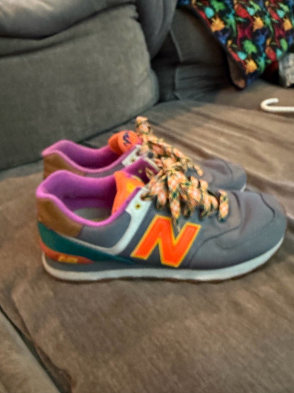 New Balance Gray Sneakers with Orange 'N' and Pink Lining NEGOTIABLE